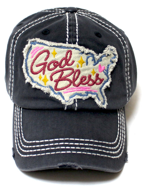 God Bless America Distressed Hat Concrete