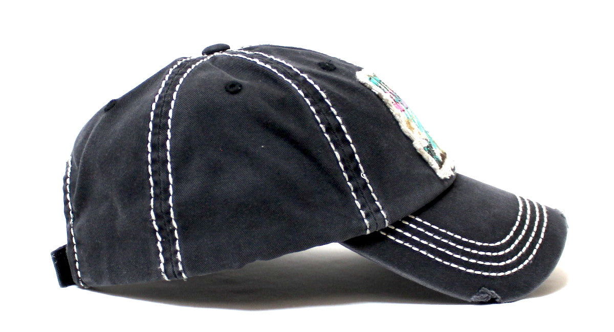 CAPS 'N VINTAGE Women's Distressed Baseball Cap Howdy Y'all Patch Embroidery Monogram Hat