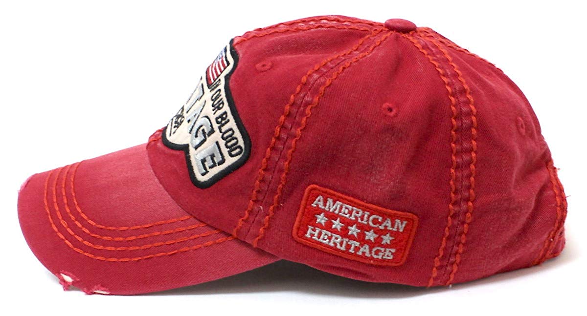 Red Heritage USA Distressed Baseball Cap - Caps 'N Vintage 