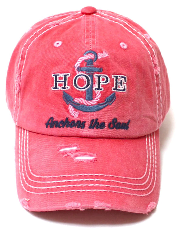 Unisex Monogram Cap Hope Anchors The Soul Sailing Anchor & Rope Patch Embroidery Distressed Hat