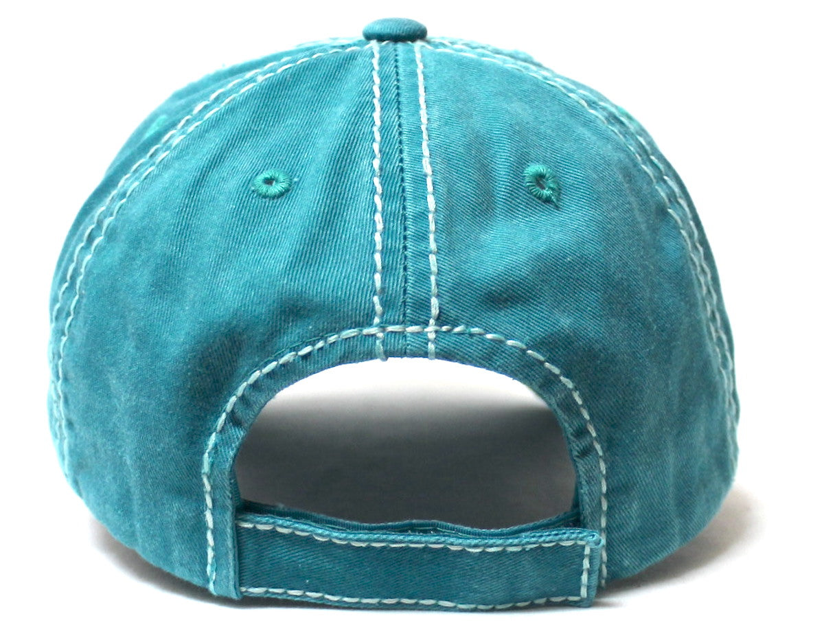 Womens Cap Happy Camper Camping Retreat Patch Embroidery Distressed Hat