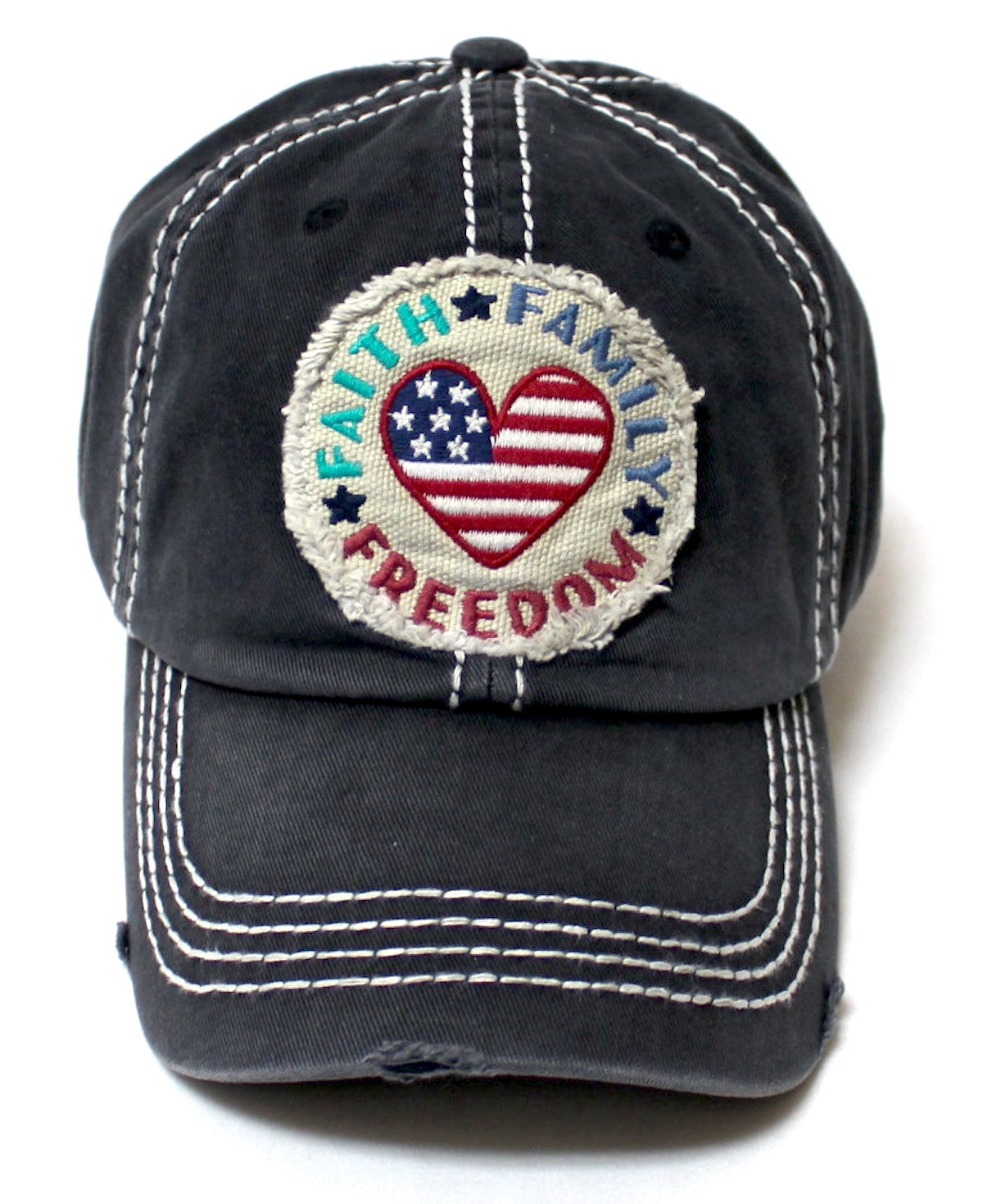Unisex Adjustable Ballcap Faith, Family, Freedom American