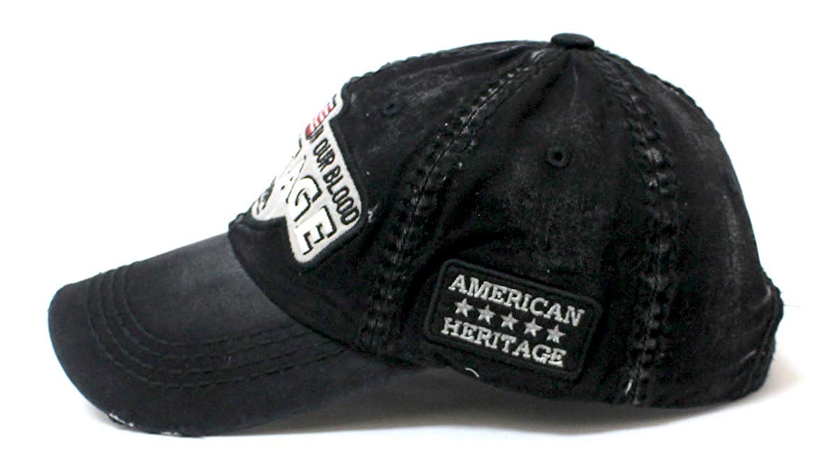 CAPS 'N VINTAGE Black Heritage USA Distressed Baseball Cap - Caps 'N Vintage 