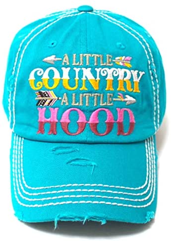 CAPS 'N VINTAGE Tribal Western Ballcap Little Country Little Hood Monogram Embroidery Adjustable Baseball Hat, California Turquoise Blue - Caps 'N Vintage 