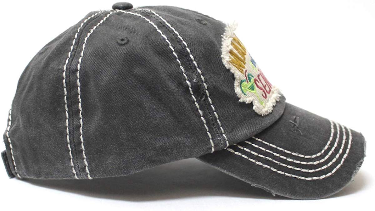Women's Ballcap Margarita with My Senoritas Beach Themed Patch Embroidery Hat, Vintage Black - Caps 'N Vintage 