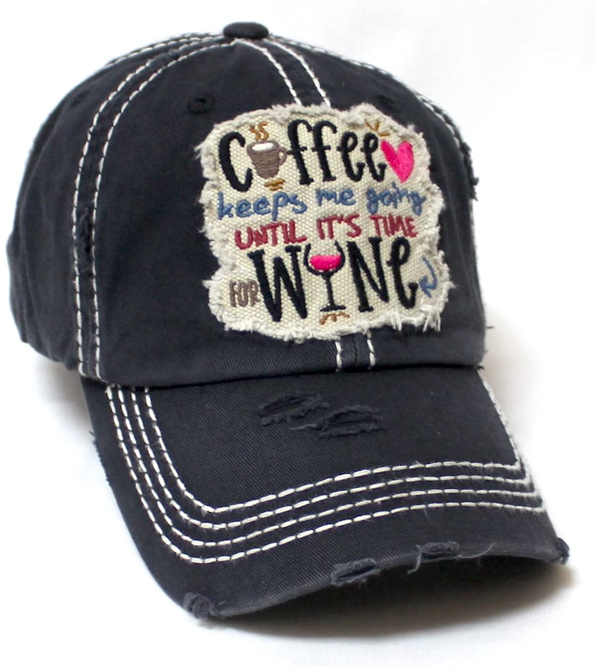 Women's Ballcap Coffee & Wine Love Patch Embroidery Monogram Hat