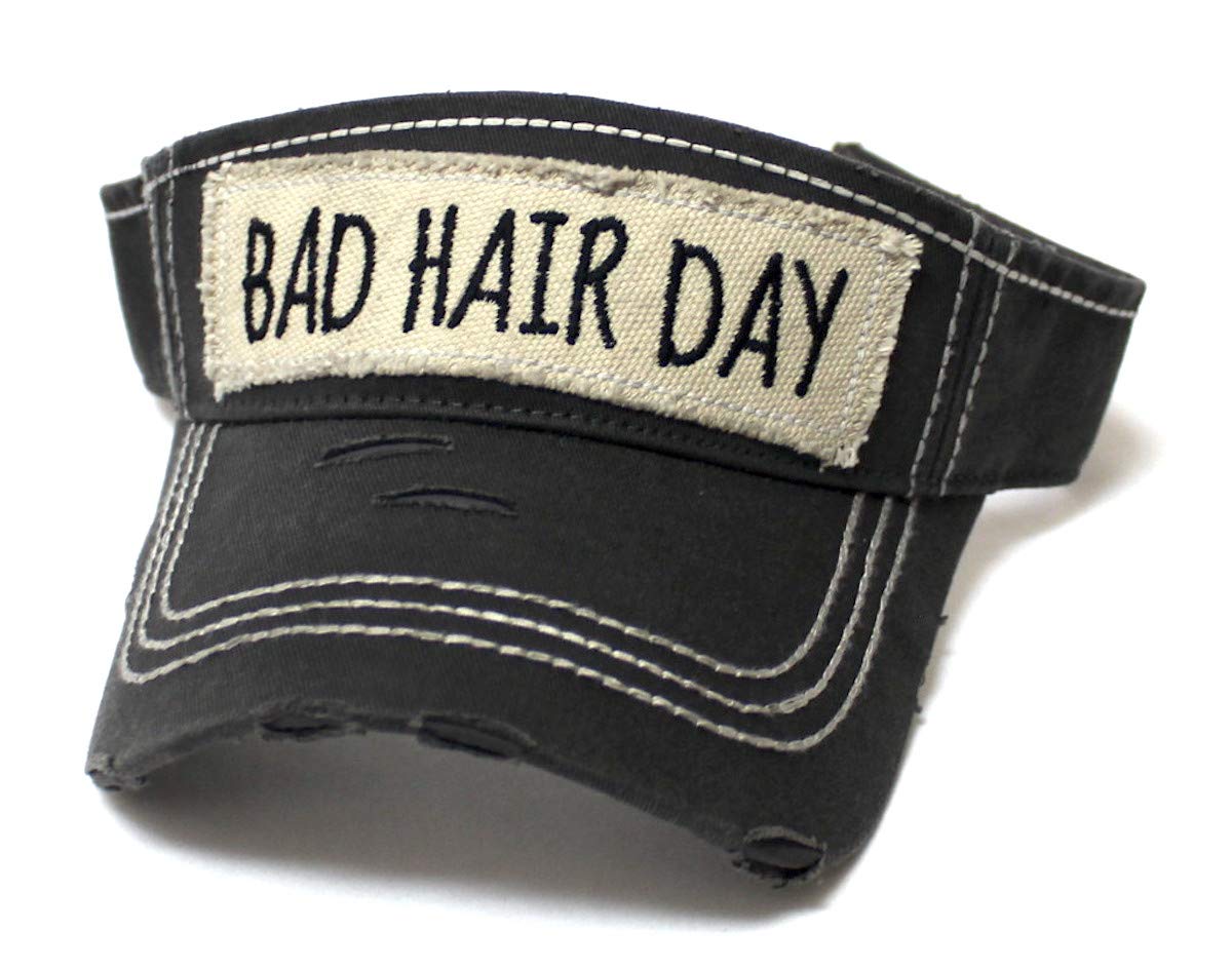 CAPS 'N VINTAGE Womens Baseball Cap Bad Hair Day High Ponytail Bun Half Visor Adjustable Athletic Hat, Black - Caps 'N Vintage 