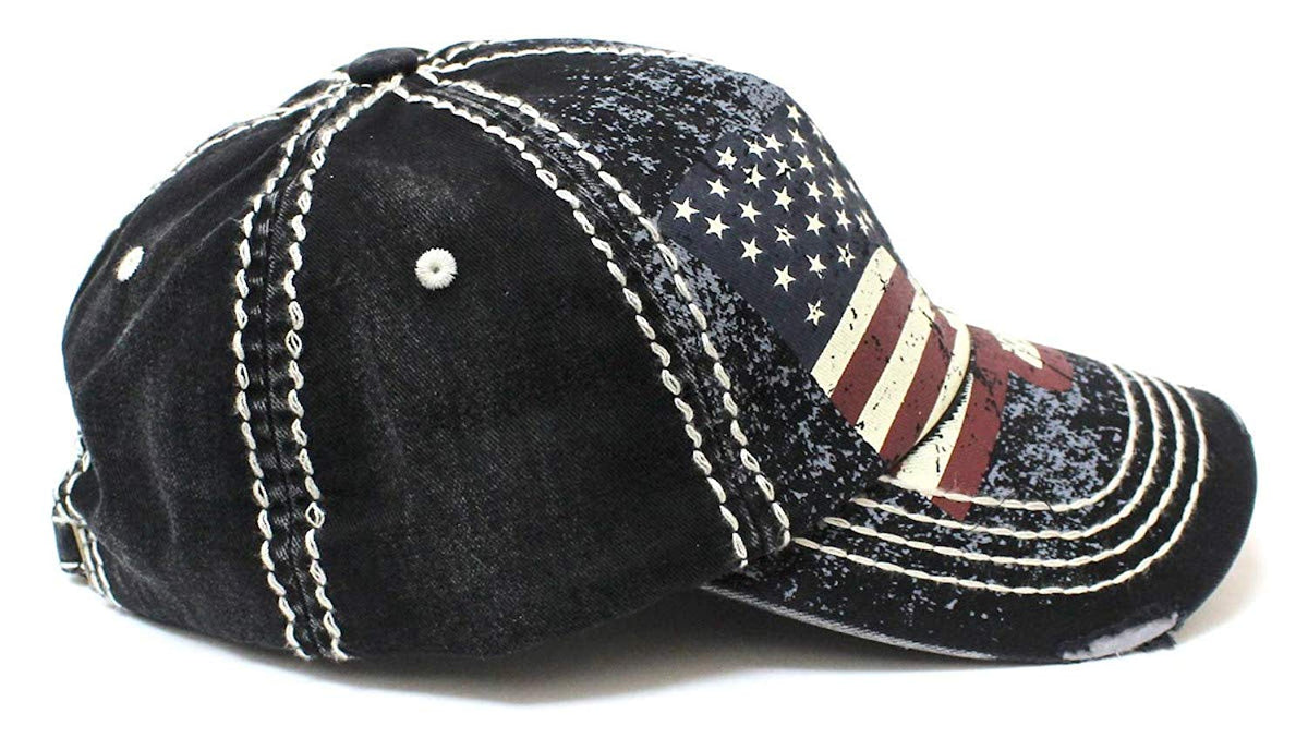 New! Amercan Black Folding USA Flag Vintage Ballcap - Caps 'N Vintage 