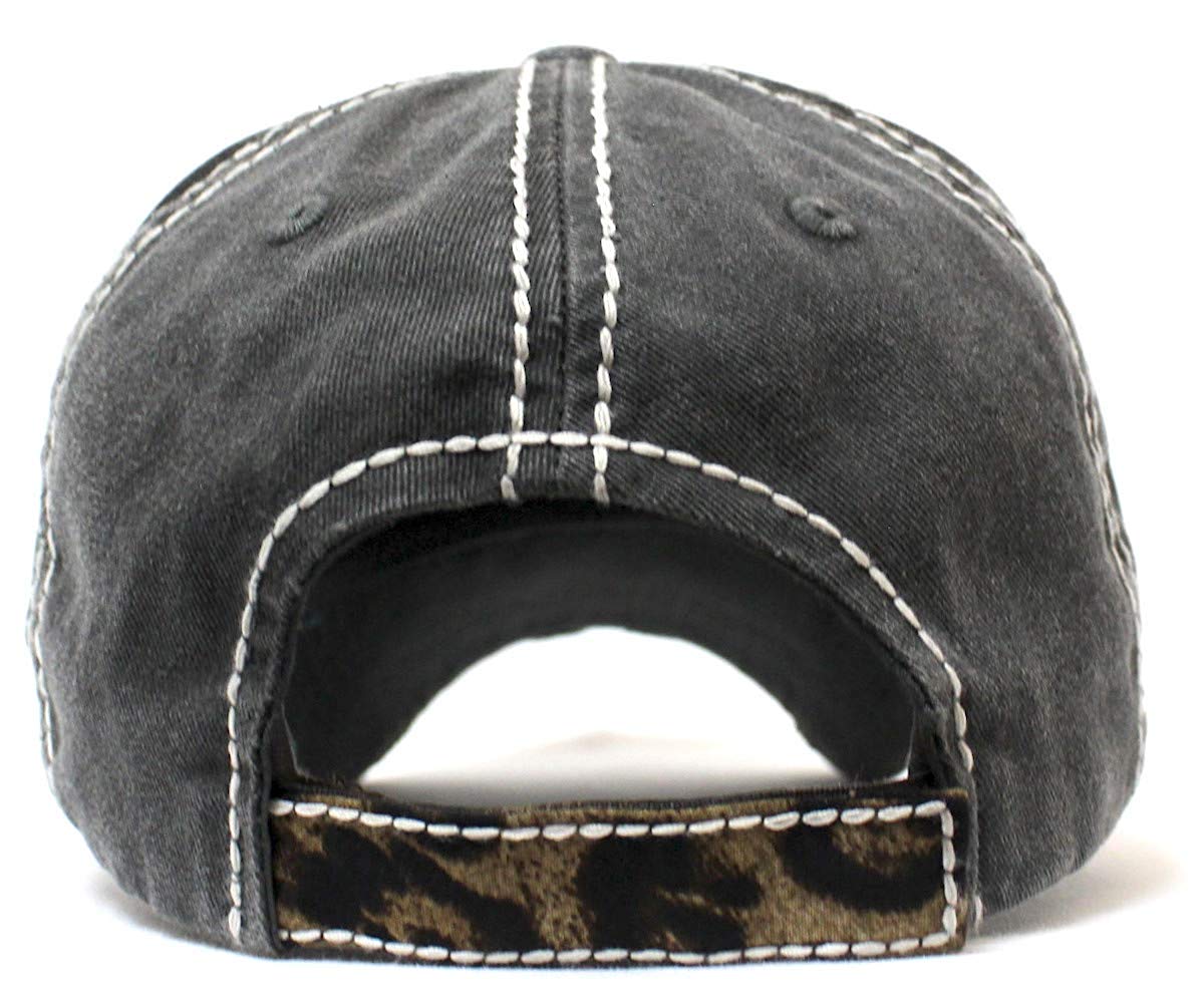 CAPS 'N VINTAGE Women's Hat Lord Have Mercy Leopard Embroidery Cap, Graphite Blk - Caps 'N Vintage 