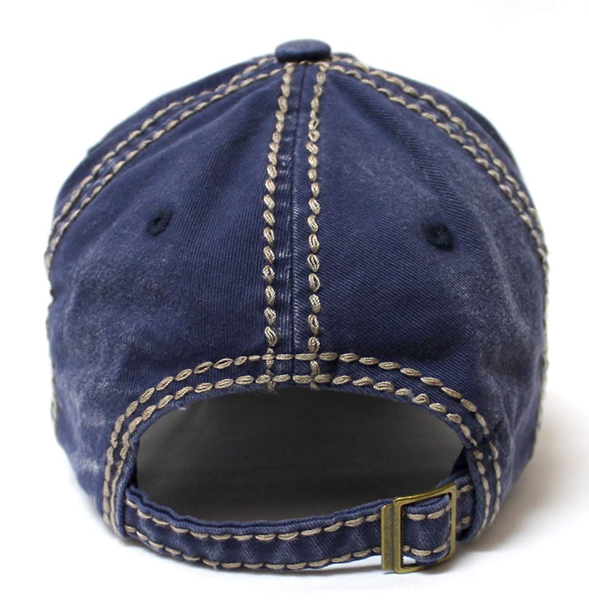 Classic Varsity Ball Cap Life Begins After Coffee Patch Embroidery Hat, Navy Blue - Caps 'N Vintage 