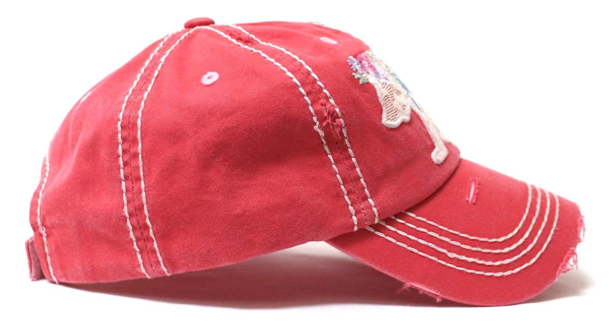 Women's Vintage Mama Graphic Cap, Spring Floral Lace Bear Embroidery, Rose Pink - Caps 'N Vintage 