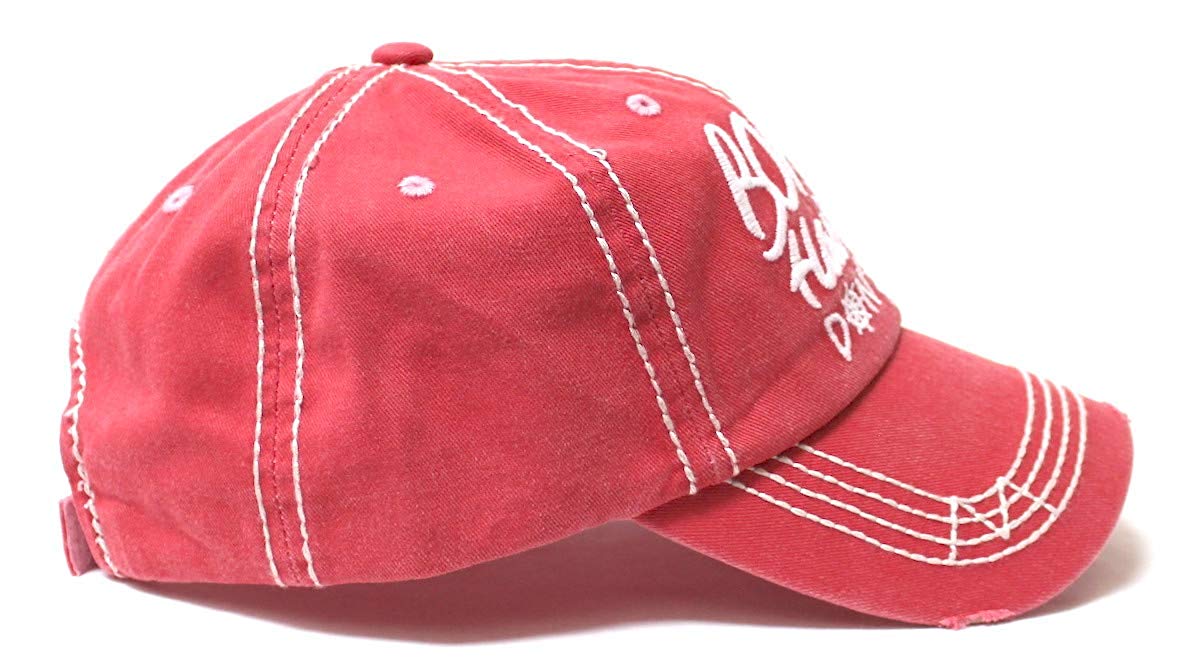 CAPS 'N VINTAGE Beach Accessory Boat Hair Don't Care Monogram Baseball Hat, Coral Rose - Caps 'N Vintage 