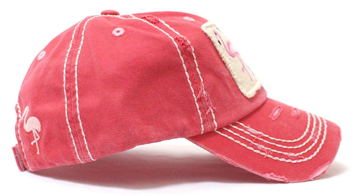 Flamingo Pink I Don't Give a Flock Patch Embroidery Hat - Caps 'N Vintage 