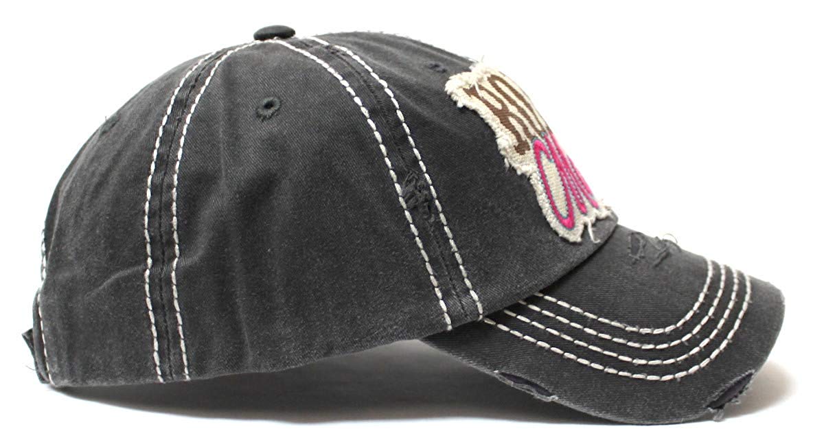 Classic Country Western Ballcap Rodeo Mama Monogram Patch Embroidery Adjustable Baseball Hat, Vintage Black - Caps 'N Vintage 