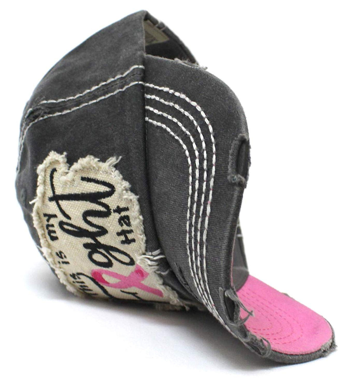 CAPS 'N VINTAGE Pink Ribbon This is My Fight Hat Breast Cancer Hat - Caps 'N Vintage 