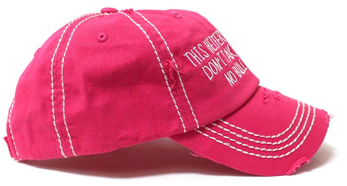 Country Humor Cap This Heifer Don't TAKE NO Bull Red Western Bandana Cow Patch Baseball Hat, Girl Pink - Caps 'N Vintage 