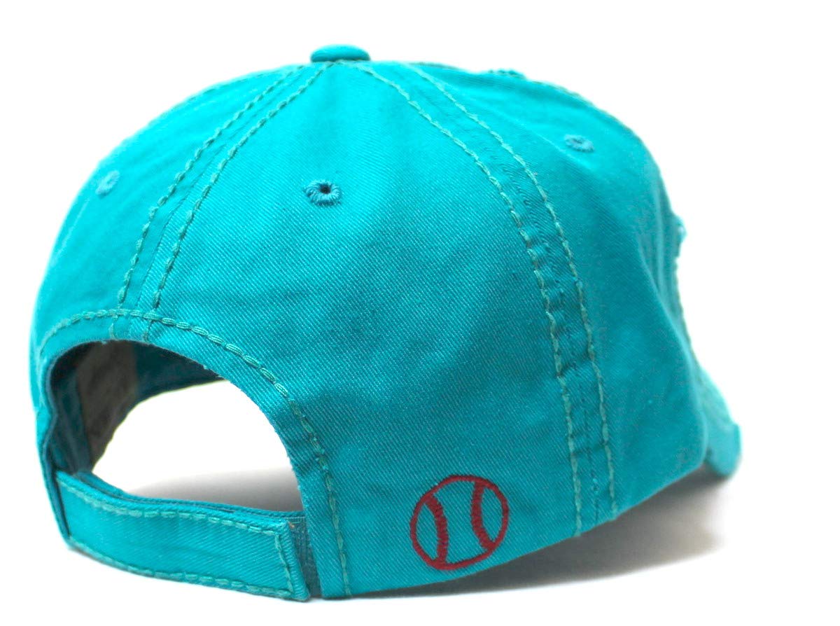 Distressed Baseball Hat Sparkle Ball Embroidery Baseball Monogram Vintage Hat, California Beach Blue - Caps 'N Vintage 