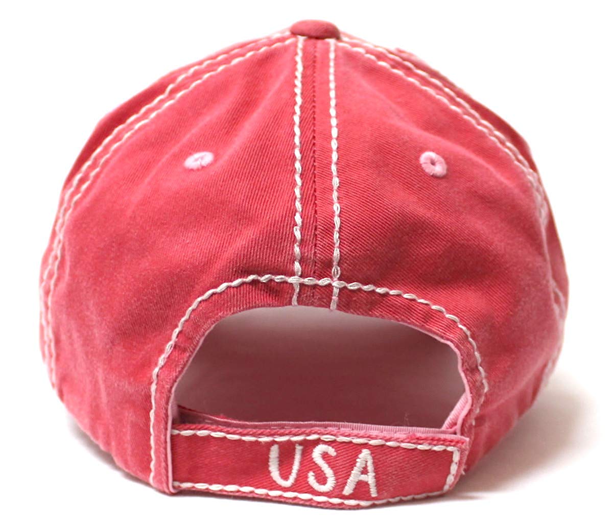 CAPS 'N VINTAGE USA Flag Patch God Bless America Embroidery Ballcap, Rose Pink - Caps 'N Vintage 