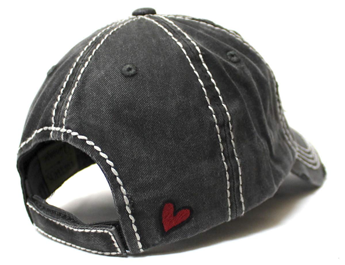 CAPS 'N VINTAGE Women's Baseball Cap Bless Your Heart Patch Embroidery & Hearts Monogram, Black - Caps 'N Vintage 