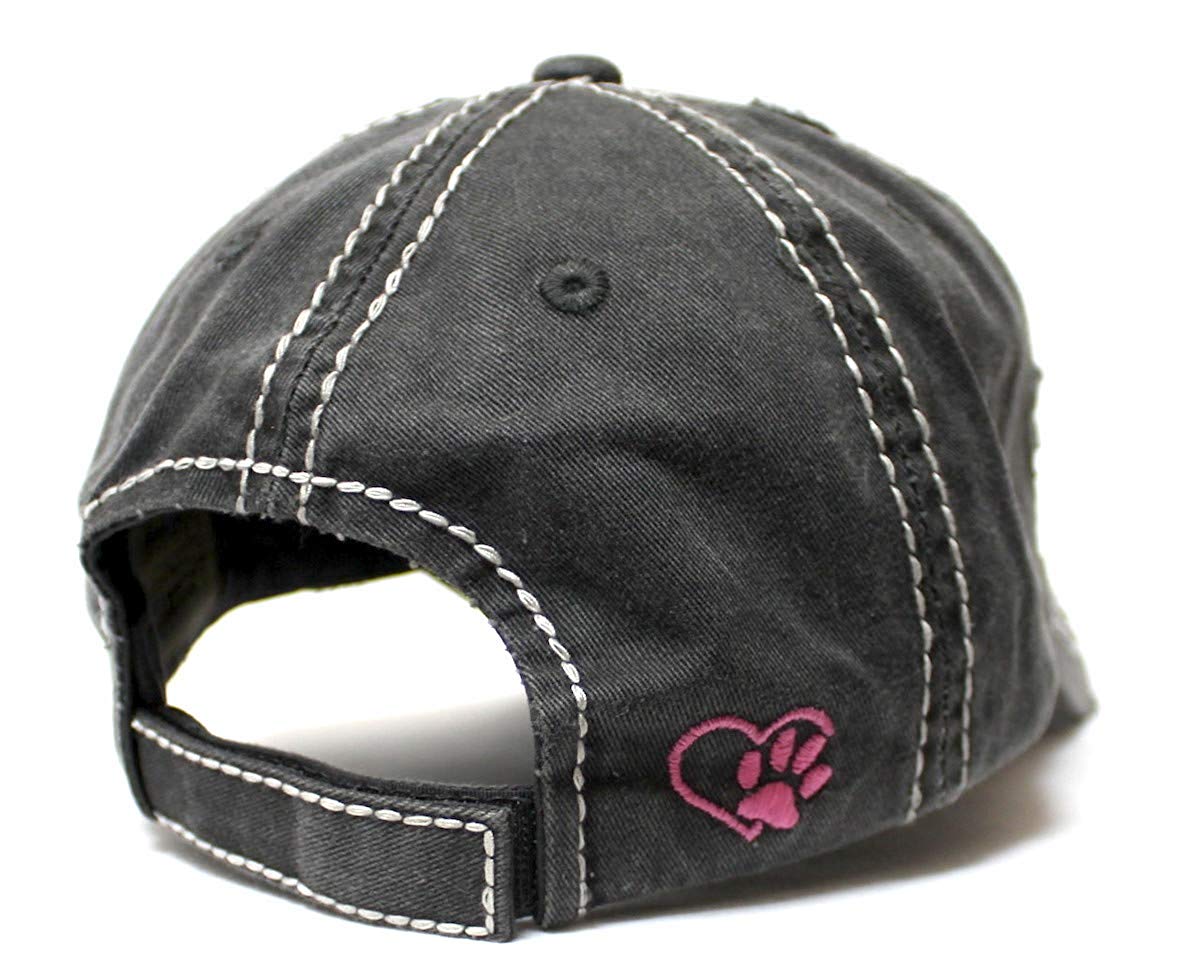 Women's Baseball Cap Crazy Dog Lady Patch Embroidery, Black - Caps 'N Vintage 