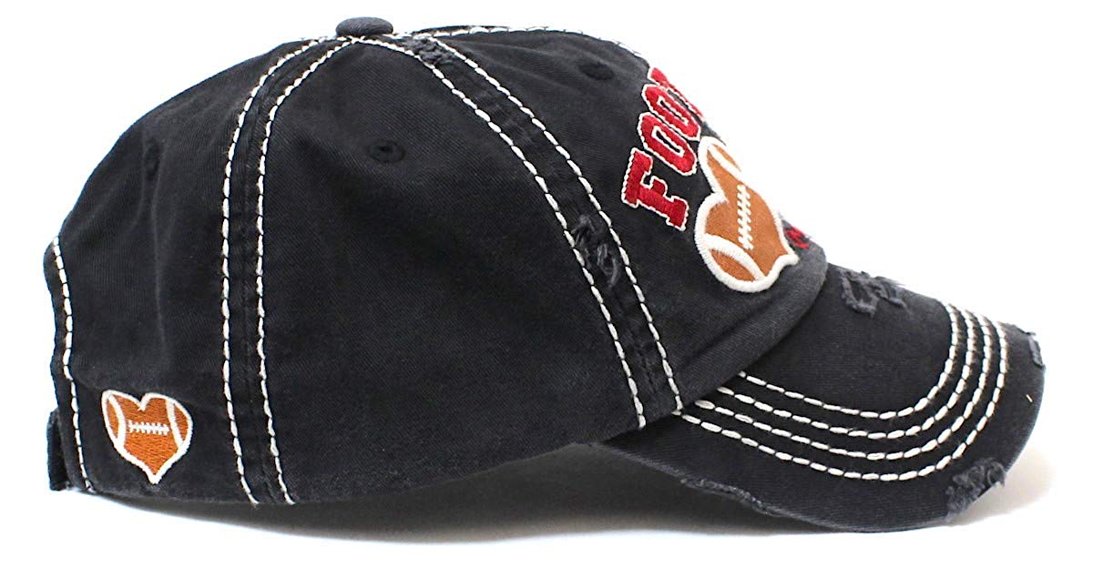 CAPS 'N VINTAGE Black Football Mama Cheer Queen Hat - Caps 'N Vintage 