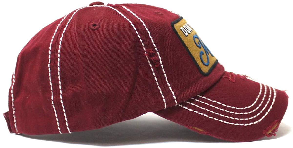 Women's Classic Ballcap Don't Mess with Mama Patch Embroidery Adjustable Baseball Hat, Vintage Burgundy - Caps 'N Vintage 