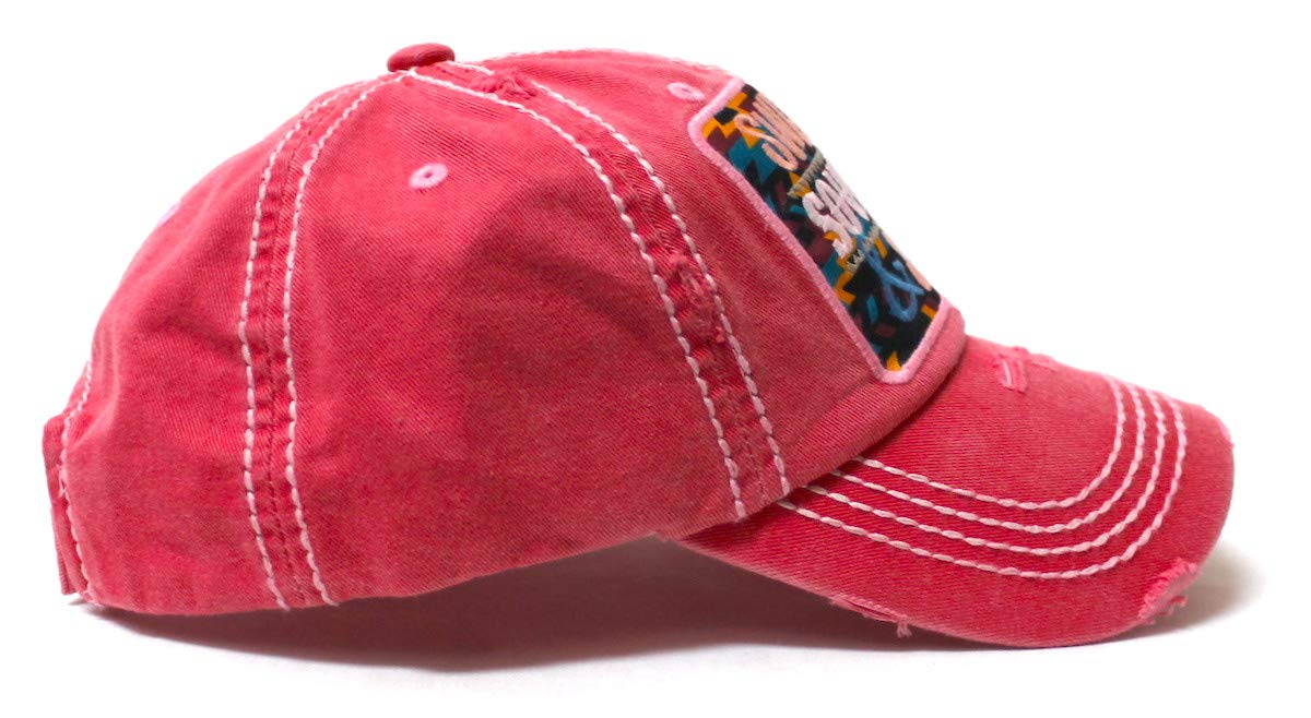 Women's Baseball Cap Sweet, Southern & Sassy Tribal Aztec Pattern Patch Embroidery Monogram Hat, Pretty in Pink