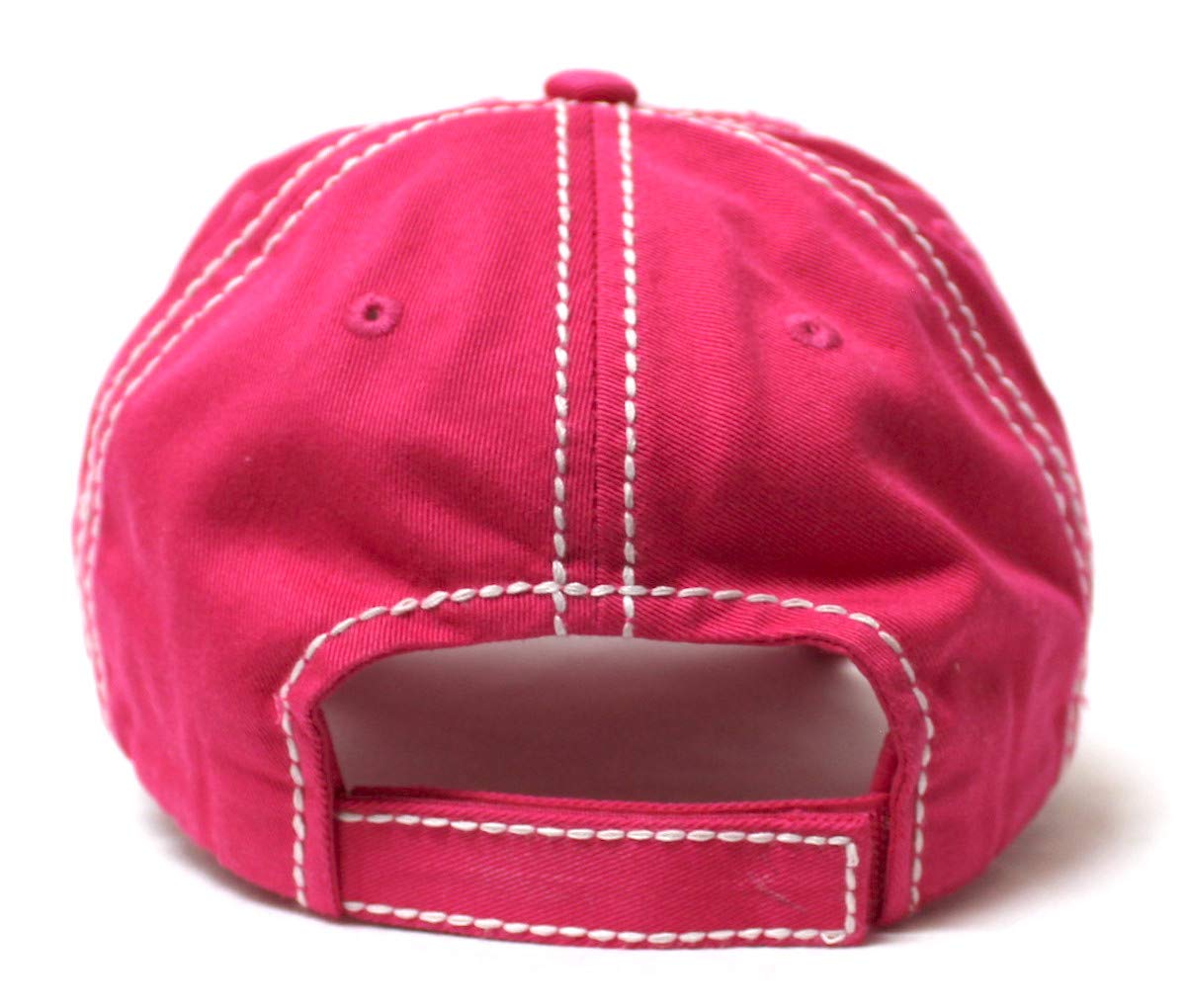 CAPS 'N VINTAGE Women's Baseball Cap Super Mom, Super Tired, Super Blessed Patch Embroidery Hat, Hot Pink