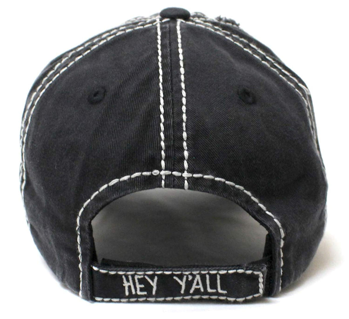 CAPS 'N VINTAGE New!! Black Hey Y'all Velvet Patch Emroidery Hat w/Heart Detail - Caps 'N Vintage 