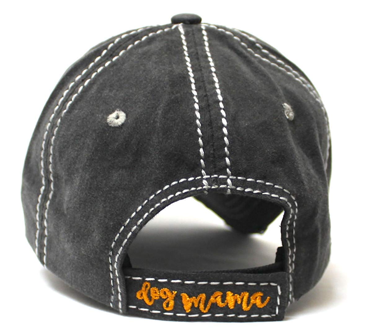 Women's Ballcap Dog Mama Pug Face Patch Embroidery Unconstructed Hat, Vintage Black - Caps 'N Vintage 
