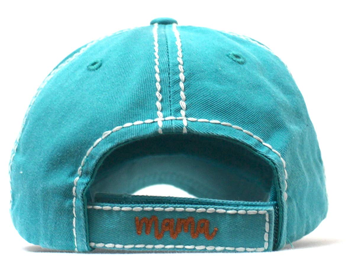Turquoise"PROUD mama" Patch Embroidery Vintage Cap Accessory - Caps 'N Vintage 