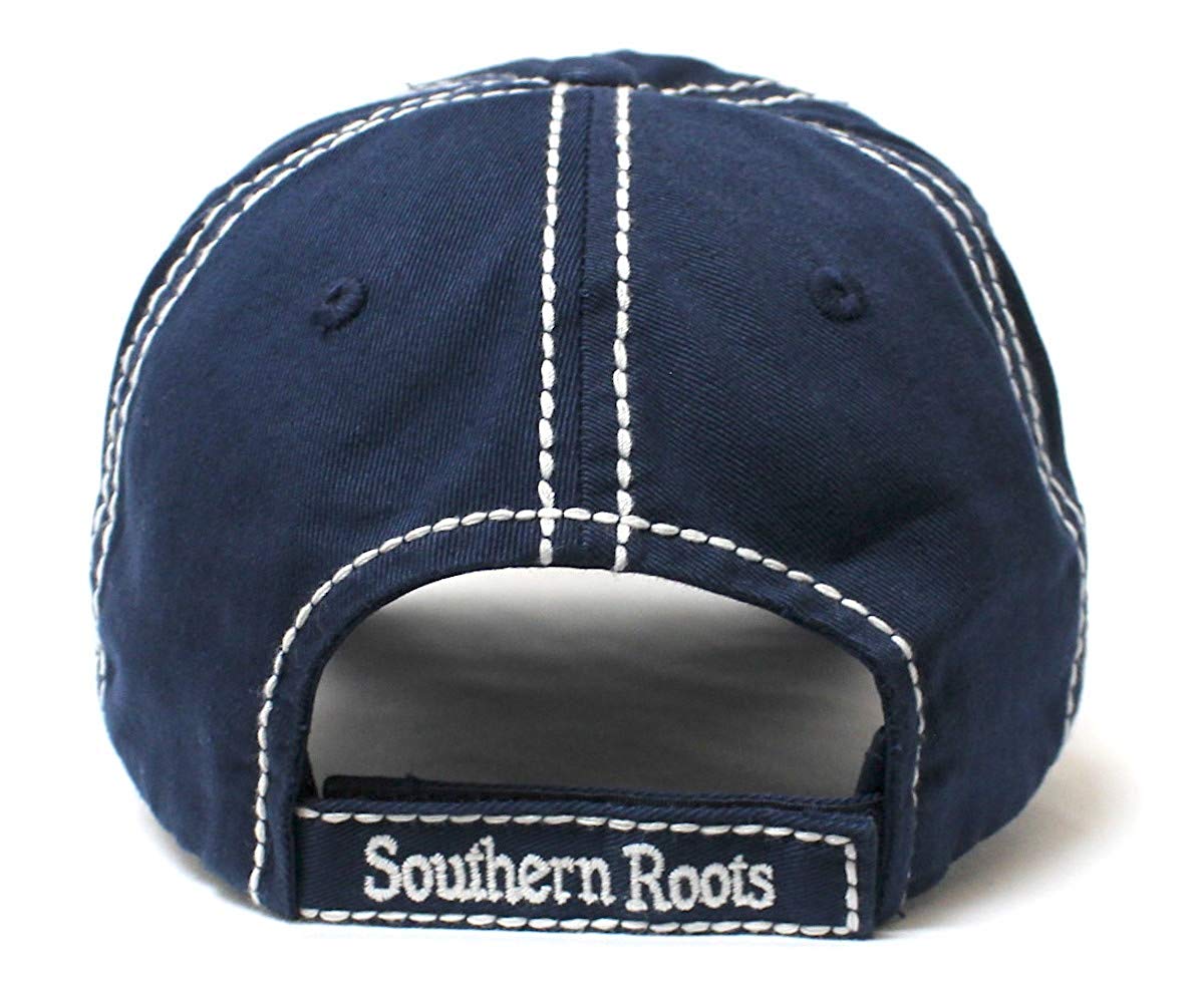 Navy Blue Southern Roots Sparkle Monogram Cap - Caps 'N Vintage 