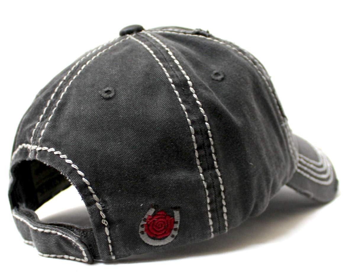 Women's Baseball Cap Life is Better on The Ranch Country Western Monogram Adjustable Hat, Vintage Black - Caps 'N Vintage 