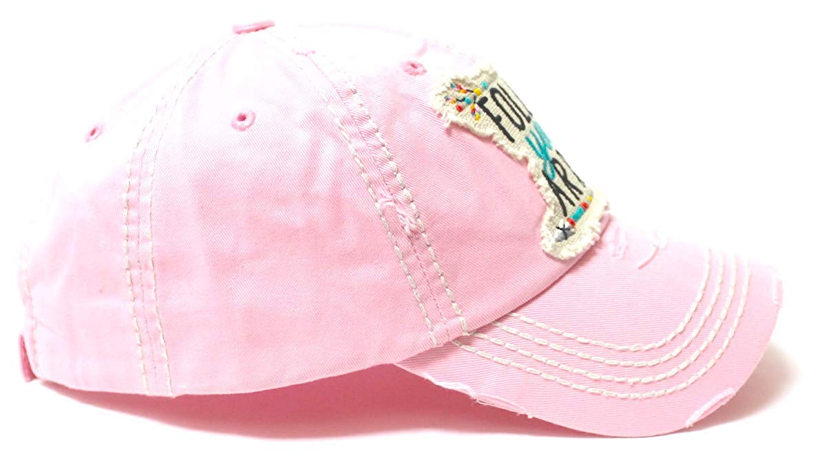 Camping Ballcap Follow Your Arrow Patch Embroidery Adjustable Baseball Hat, Princess Pink - Caps 'N Vintage 