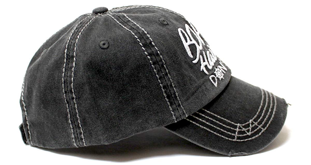 Beach Accessory Boat Hair Don't Care Monogram Baseball Hat, Vintage Black - Caps 'N Vintage 