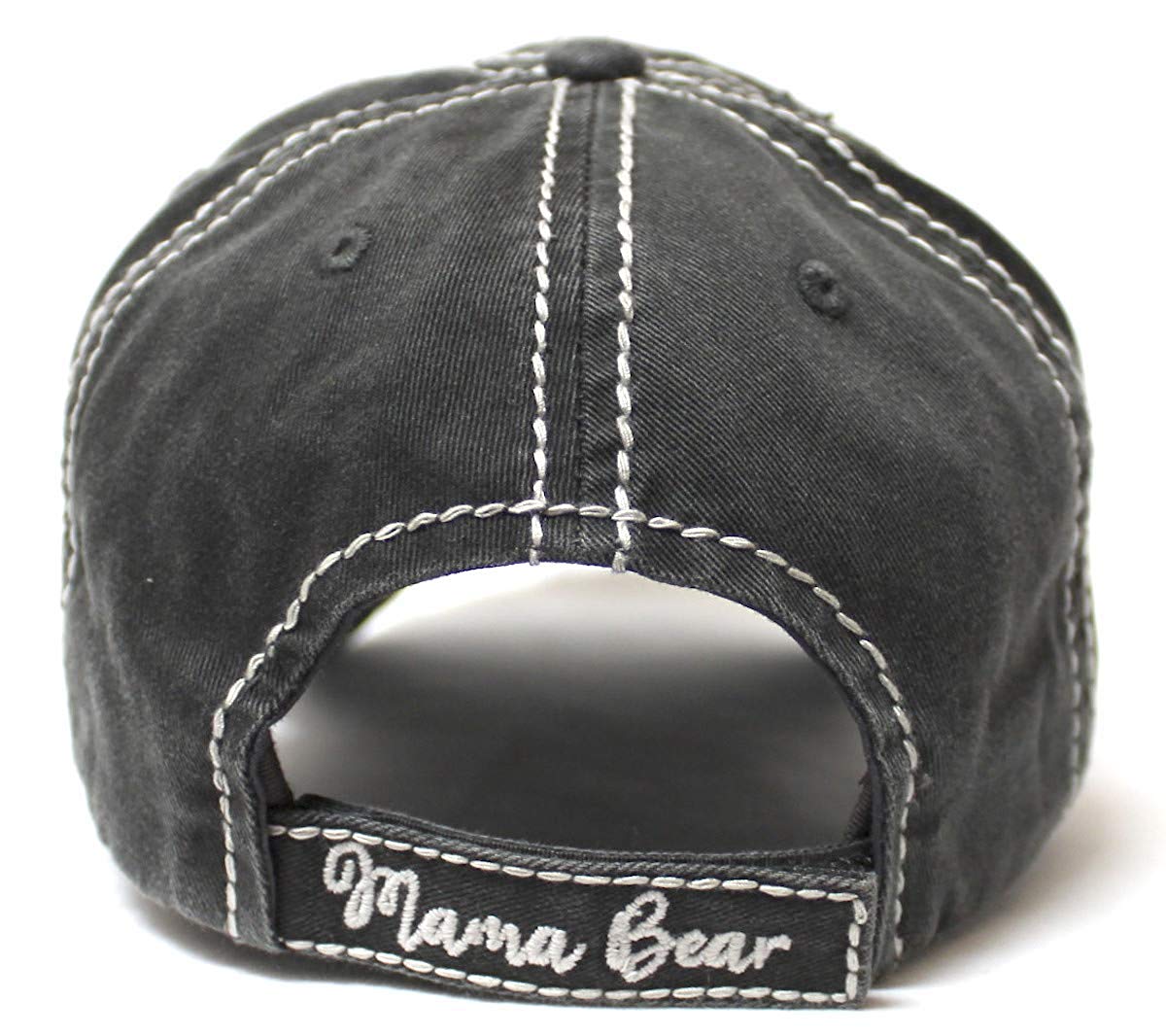 Women's Camping Cap Mama Bear & Cub Love Patch Embroidery Hat, Vintage Black - Caps 'N Vintage 