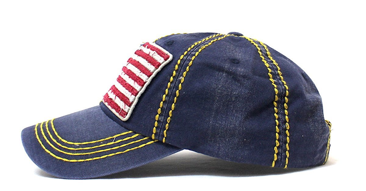 Navy Oversized USA Flag Patch Embroidery Ballcap - Caps 'N Vintage 