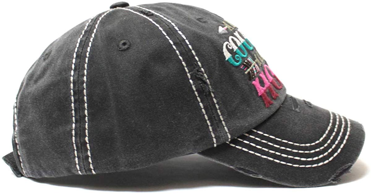 Tribal Western Ballcap Little Country Little Hood Monogram Embroidery Adjustable Baseball Hat, Vintage Black - Caps 'N Vintage 