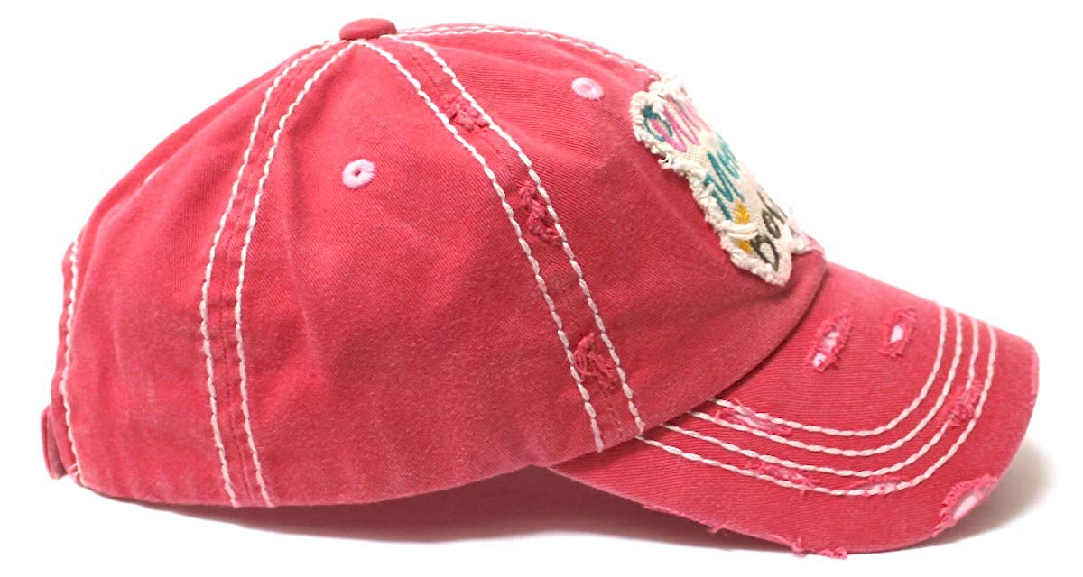 Women's Ballcap Wife, Mom, Boss Patch Embroidery Vintage Hat, Rose Pink - Caps 'N Vintage 