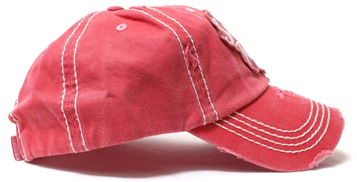 Coral Rose Just a Small Town Girl Patch Embroidery Ballcap - Caps 'N Vintage 