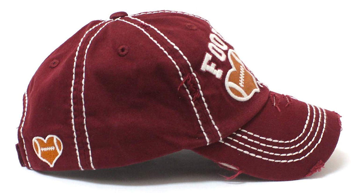 CAPS 'N VINTAGE Burgundy Football Mama Cheer Queen Hat - Caps 'N Vintage 