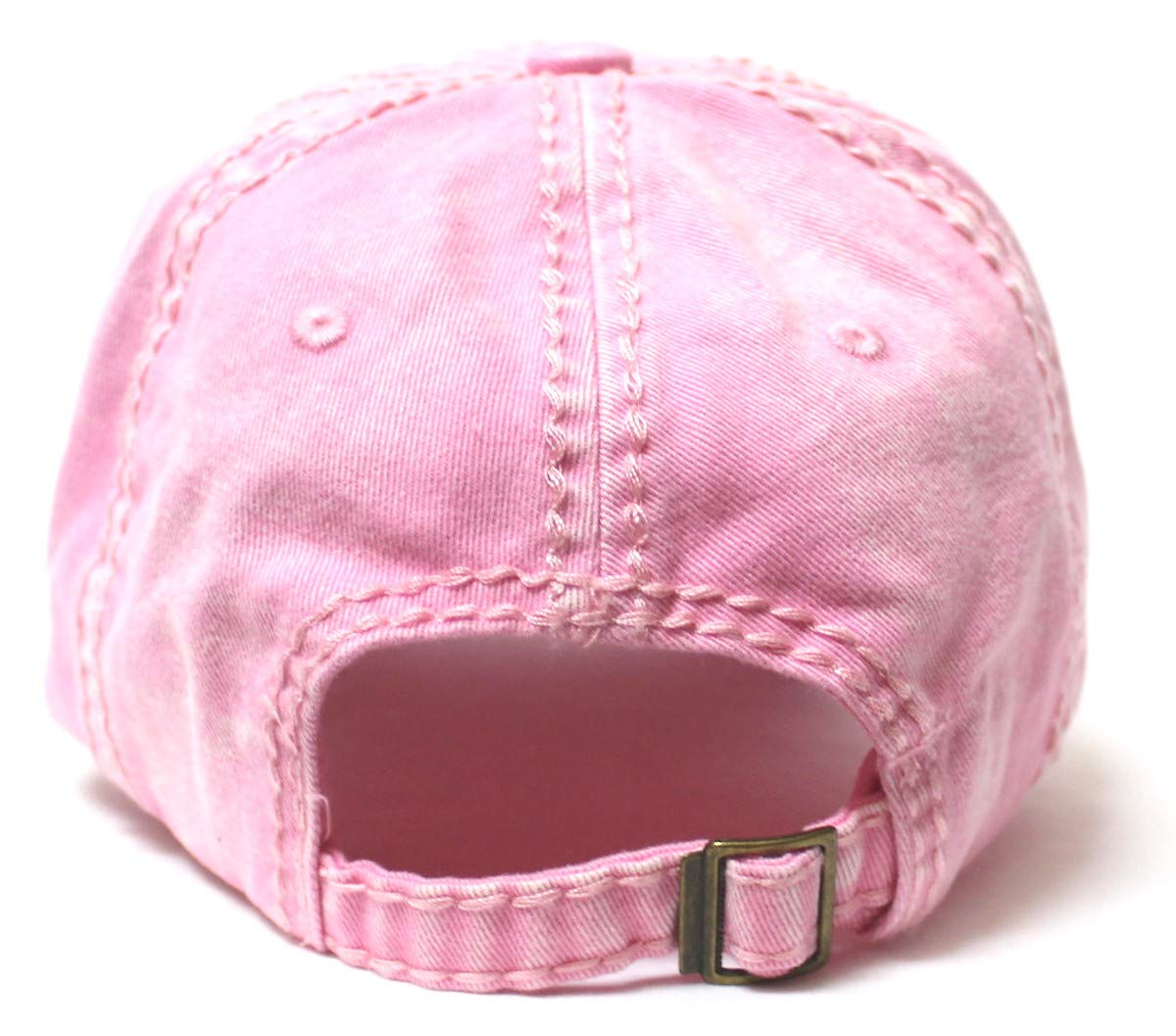 CAPS 'N VINTAGE Distressed Adjustable Ballcap California Bear Monogram Embroidery Hat, Washed Princess Pink - Caps 'N Vintage 
