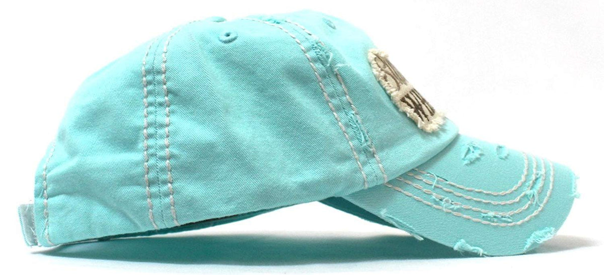 Ice Blue Sunshine & Whiskey Vintage Hat - Caps 'N Vintage 
