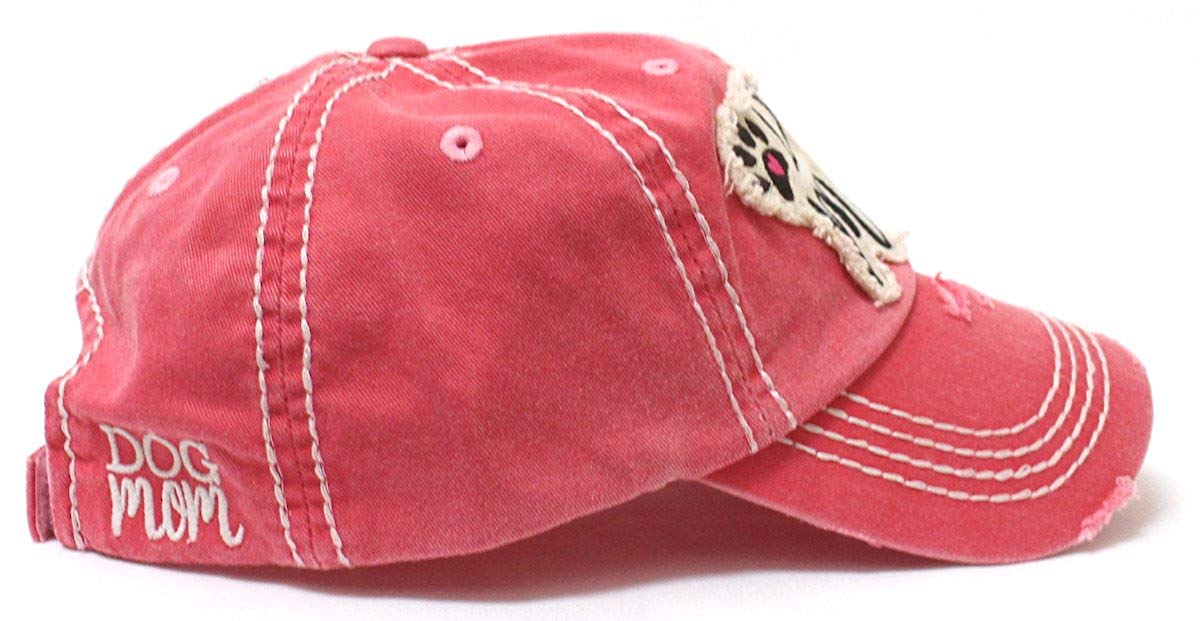 Rose Pink Dog Mom Paw Print & Bone Vintage Cap - Caps 'N Vintage 