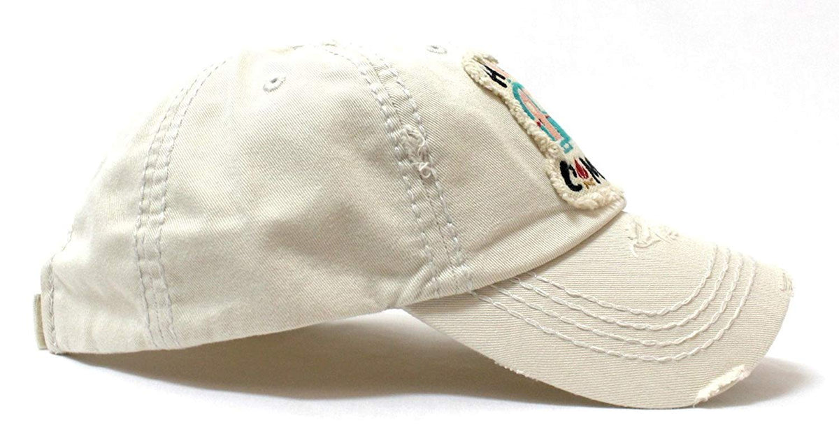 Stone Happy Camper Campfire & Log Patch Embroidery Cap - Caps 'N Vintage 