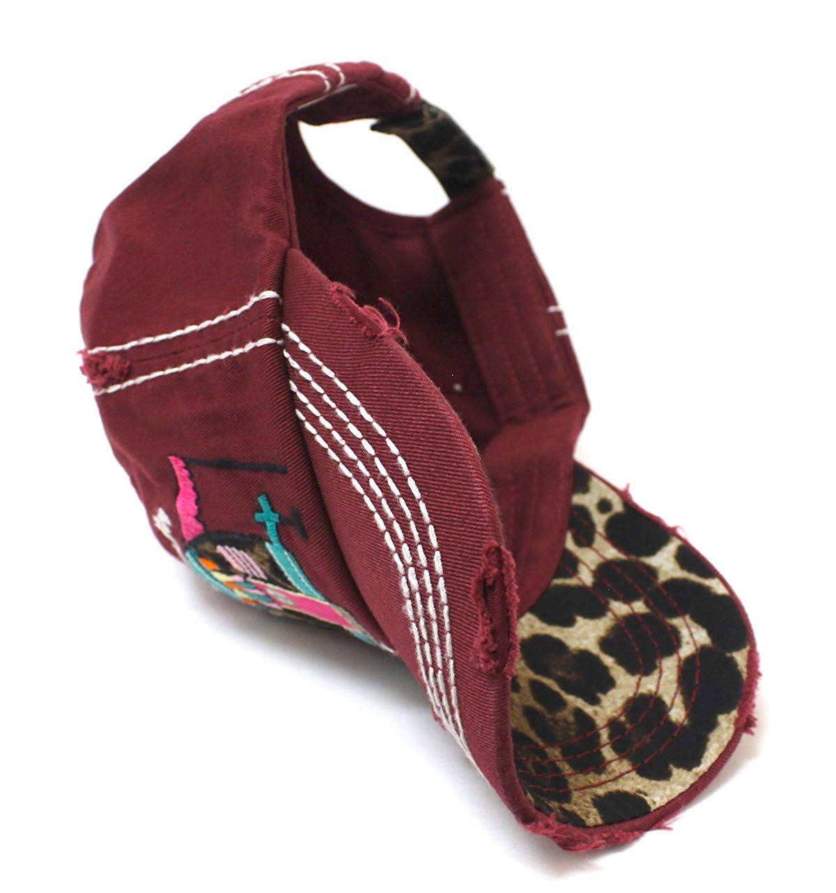 New!! Wine Cactus & Leopard Print Happy Camper Cap - Caps 'N Vintage 