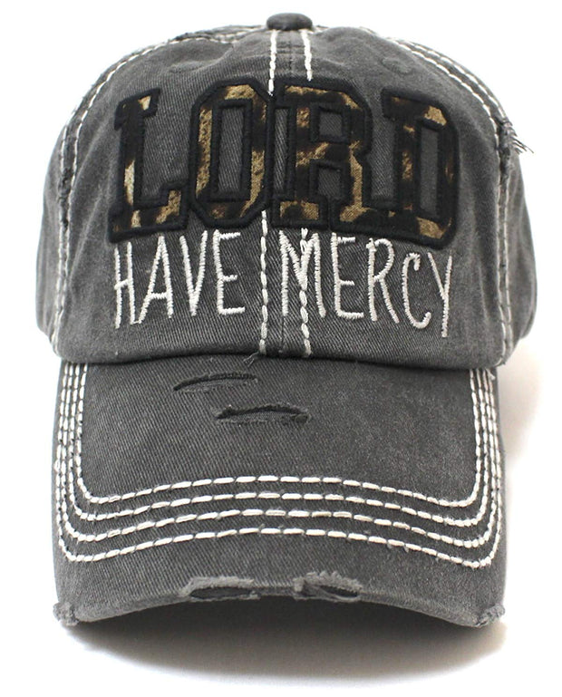 CAPS 'N VINTAGE Women's Hat Lord Have Mercy Leopard Embroidery Cap, Graphite Blk - Caps 'N Vintage 