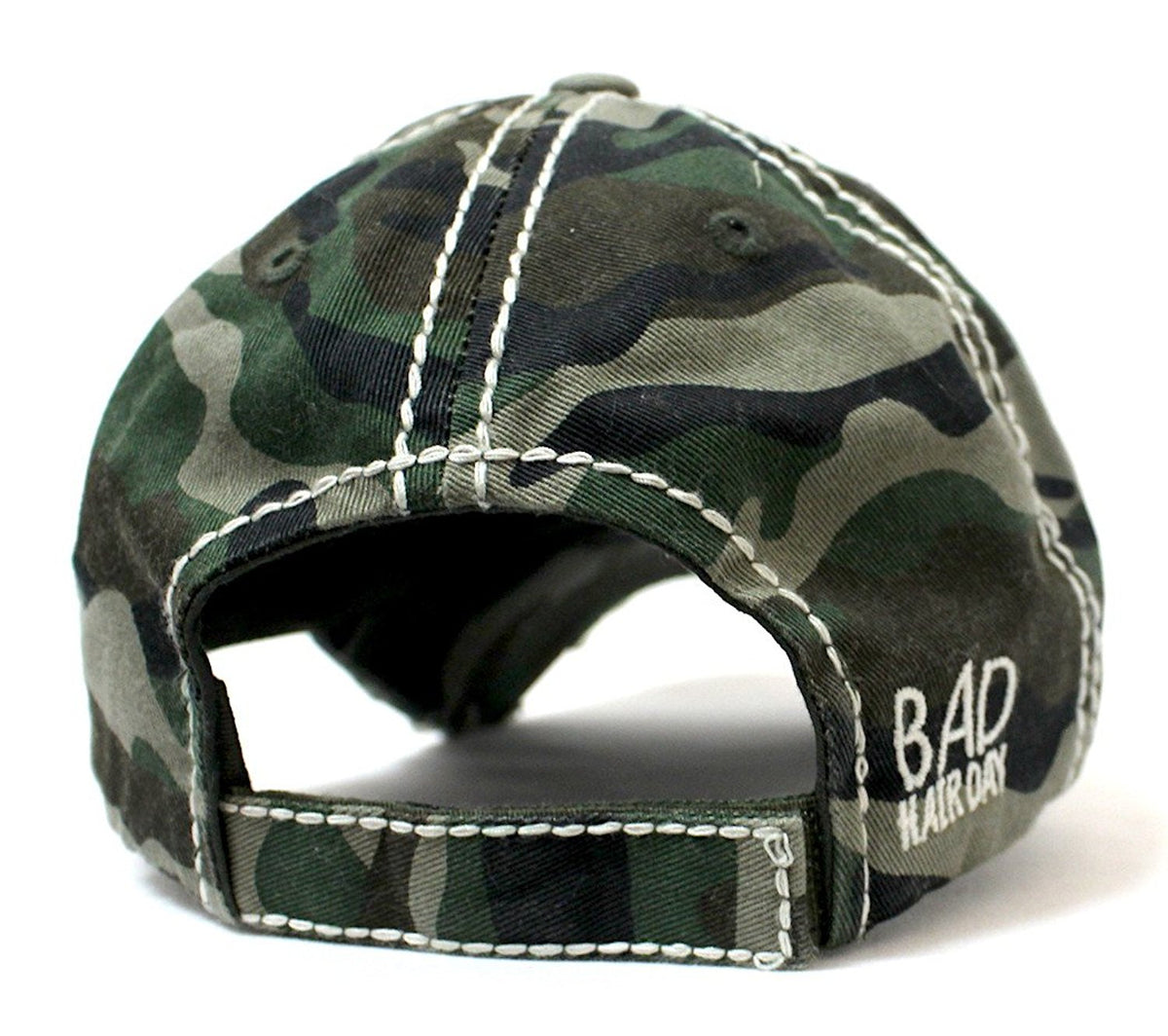 NEW!! Army Camouflage Bad Hair Day Vintage Patch Hat - Caps 'N Vintage 