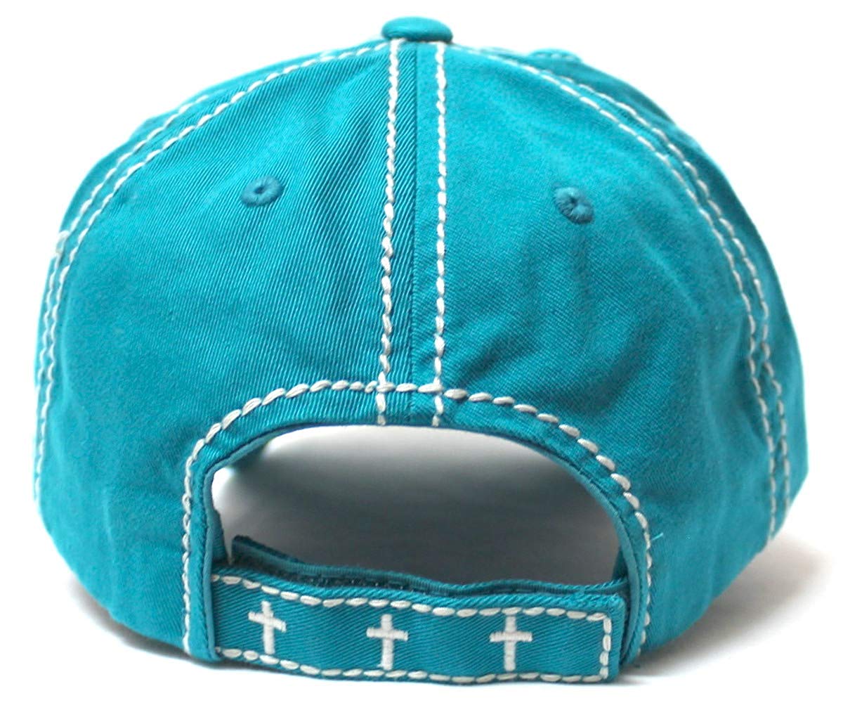 Women's Baseball Cap Jesus Loves This Hot Mess Heart Patch Embroidery Hat, Turquoise Jewel - Caps 'N Vintage 