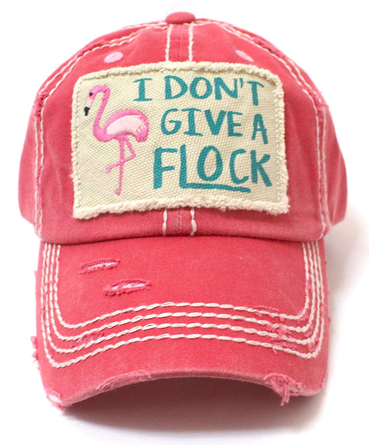 Flamingo Pink I Don't Give a Flock Patch Embroidery Hat - Caps 'N Vintage 